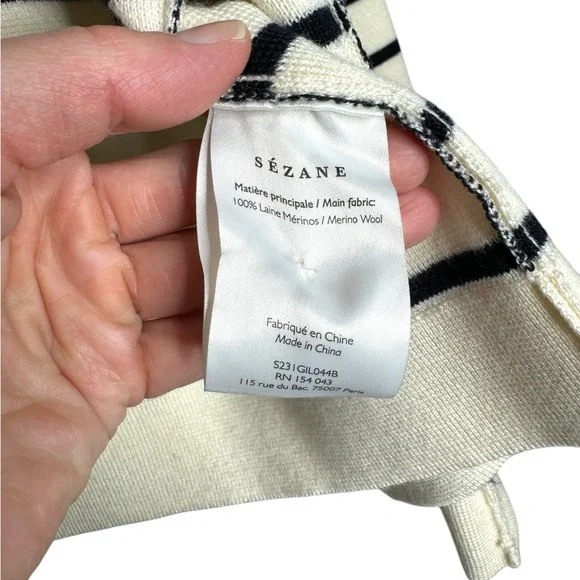 Sezane | NWOT Betty Cardigan in Navy/Ecru Stripe RARE OG Gold Buttons Small - Picture 4 of 14